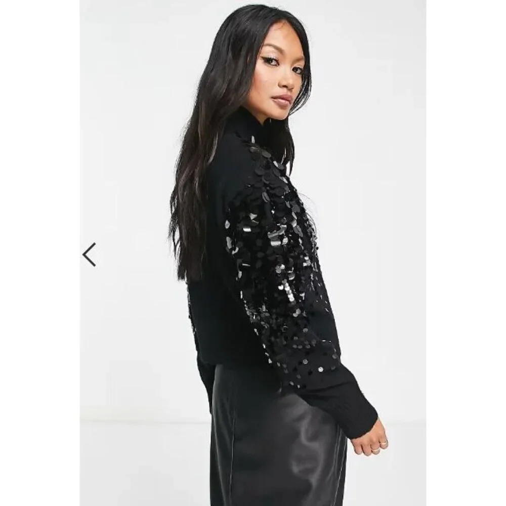 Los Angeles Atelier & Other Stories Wool Blend Sequin Turtleneck Sweater Large - Picture 6 of 13